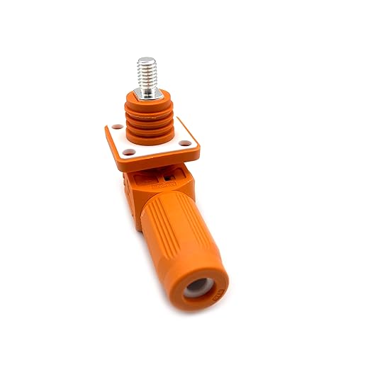 250A Battery Energy Storage Connector, 70mm² High Current Connectors IP67 Waterproof Stud Wiring Power Adapter Quick Plug Terminal Right Angle Plug and Socket （1500V Orange