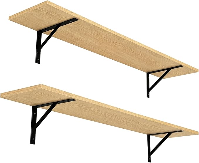 Long Wall Shelves, 47.3Inch Wooden Floating Shelves by DINZILVJ