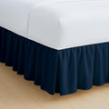 Rajlinen Ruffled Bed Skirt Full XL, 24 Inch Drop Dust Ruffle with Split Corners, 100% Microfiber Bedskirt with Platform, Three-Sided Coverage Ruffled Gathering Design, Navy Blue