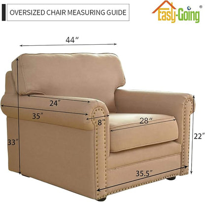 Easy-Going Stretch Oversized Chair Sofa Slipcover 1-Piece Couch Sofa Cover Furniture Protector Soft with Elastic Bottom for Kids Spandex Jacquard Fabric Small Checks Coffee