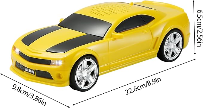 WSTER WS-592 Supercar Design Bluetooth Replica Speaker – Portable Car Model Wireless Speaker with TWS Stereo, FM Radio, LED Party Lights, USB/TF Playback, Hands-Free Calling, Microphone(Yellow)