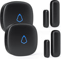 METAK Wireless Door Chime, Door Open Contact Sensor Alarm with 500 FT Range, 58 Chimes and 5 Volume Levels for Business/Store/Home/Office When Entering, 2 Transmitter + 2 Plug-in Receiver (Black)