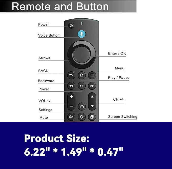 Replacement All Fire Smart TV Remote(Insignia, Toshiba, Onmi, Pioneer), Compatible for Fire Stick/Cube Remote(4K, 1st, 2nd, 3rd Gen, Life) with Voice
