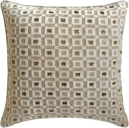 The HomeCentric King/Queen/Twin Grey Decorative King 90"x18" Bed Runner with 2 Pillow Cover, Checkered, Beaded, Hand Embroidery Bed Scarf on Velvet Fabric - The Brick Effect