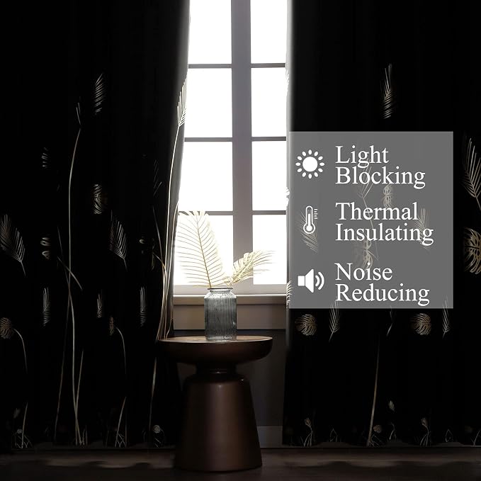 Blackout Curtains 84 Inches Long 2 Panels Room Divider Thermal Insulated Leaf - Image 6
