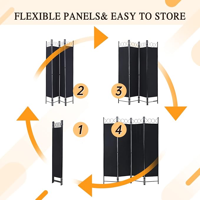 Dopinmin Room Divider & Folding Privacy Screens, Wall Divider - Image 3
