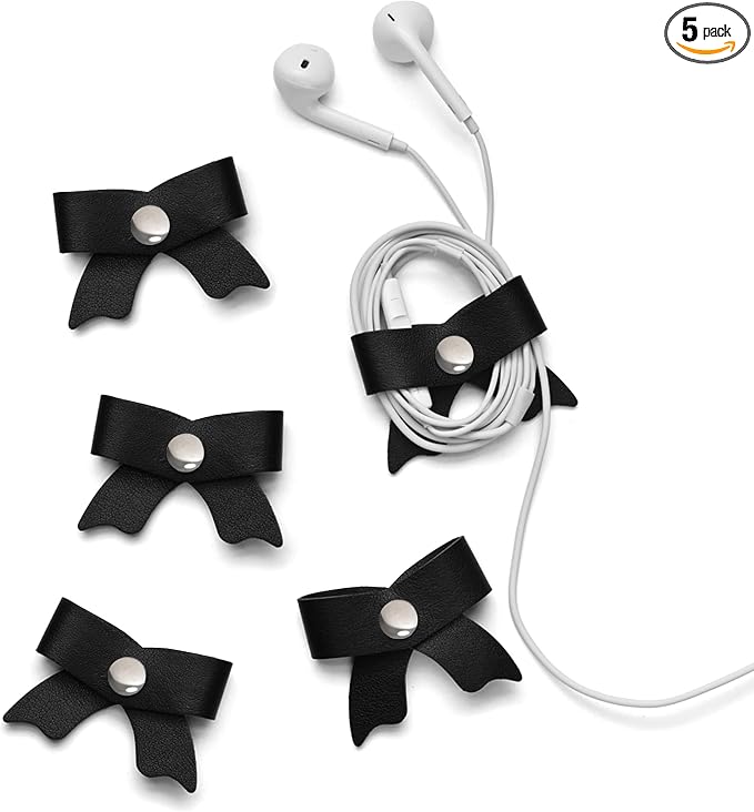 5 Pack Cord Organizer, Bow Cord Keeper, Cable Organizer USB Holder, Leather by SenseAGE