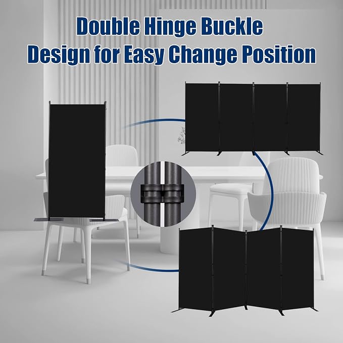 Room Divider 4 Panel-136''Wide, 6FT Room Dividers and Folding Privacy Screen | - Image 5