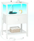 Night Stand, LED White Nightstand by LOAKEKEL