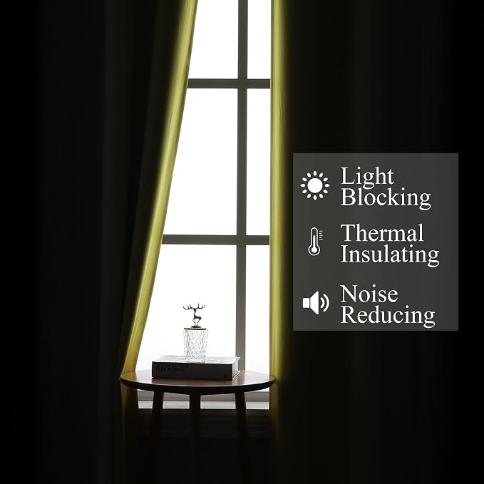 Black and Yellow Ombre Blackout Curtains 108 Inches Long | Room Darkening - Image 3