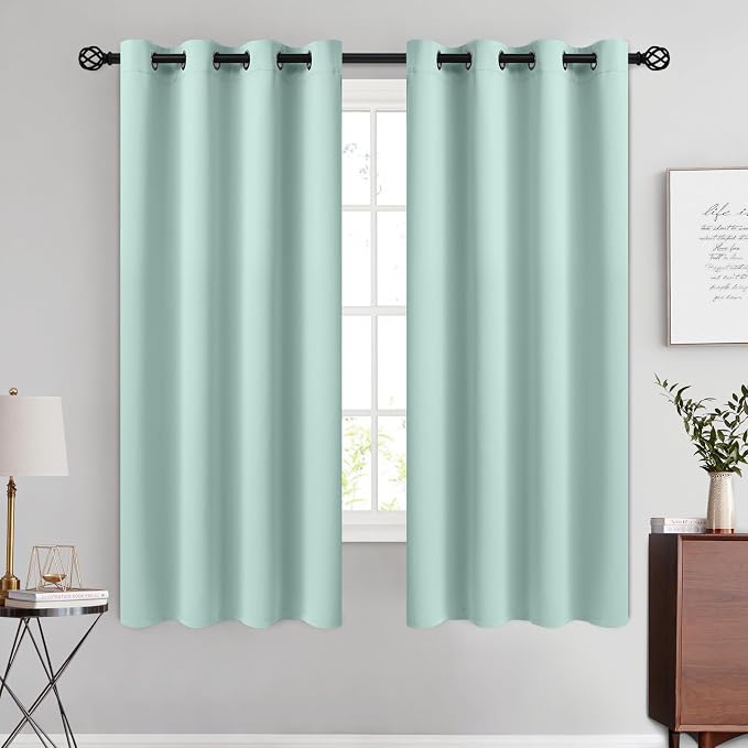 COSVIYA Grommet Room Darkening Aqua Curtains 63 inch Length by COSVIYA