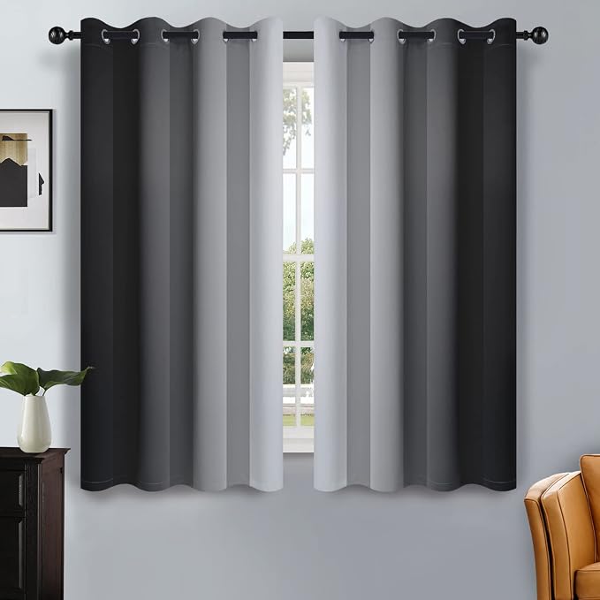 SimpleHome Ombre Black to Grey White Curtains by SimpleHome