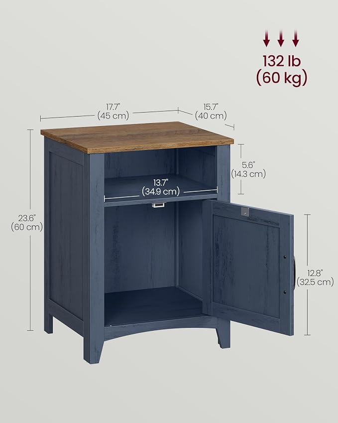 VASAGLE Nightstand Farmhouse Barn Door Bedside Table - Image 2