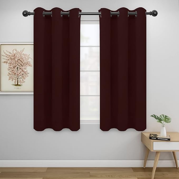 Easy-Going Thermal Grommet Blackout Curtains, 2 Panels 42x54 in, Wine | Machine by Easy-Going