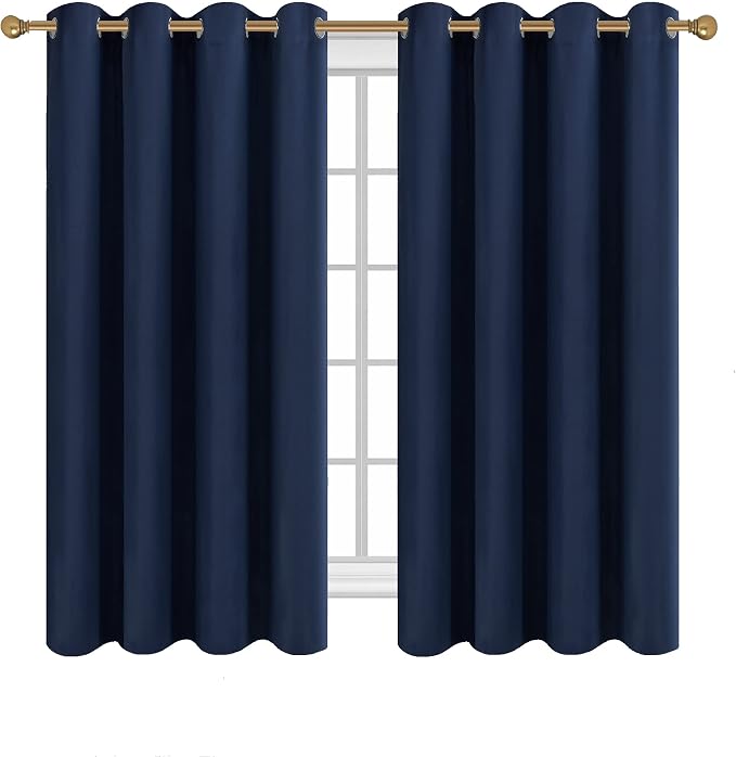 Diraysid Navy Blue Grommet Blackout Curtains - Image 2