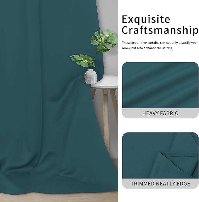 Easy-Going Thermal Grommet Blackout Curtains, 2 Panels 46x84 in | Peacock Blue - Image 5
