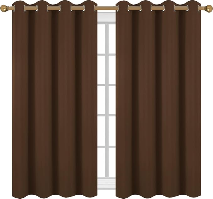 Diraysid Chocolate Brown Grommet Blackout Curtains - Image 2
