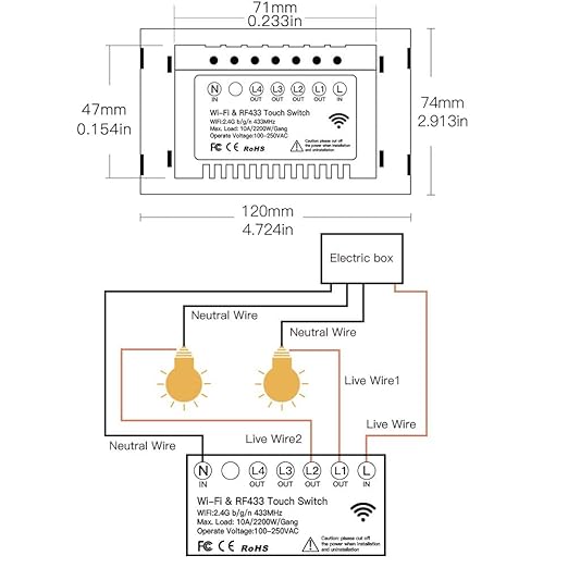 MOES 2.4GHz WiFi Wall Touch Smart Switch Neutral Wire Required, 3 Way Multi-Control, Glass Panel Light Switch Work with Smart Life/Tuya App, RF433 Remote Control, Alexa and Google Home Black 4 Gang