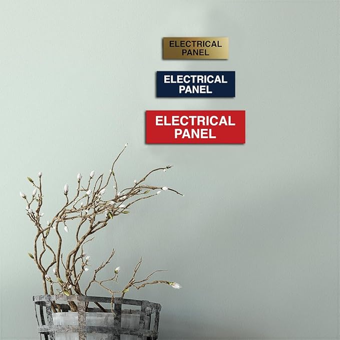 All Quality Basic Electrical Panel Sign - Fire Regulation Safety Compliance Sign - Blue/Gold - Large (5 Pack)