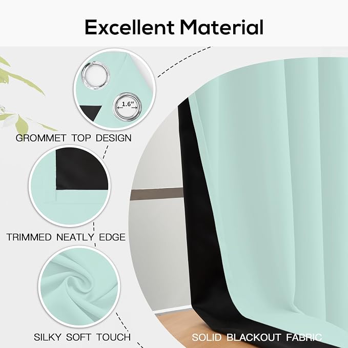Yakamok Aqua Blackout Curtains 63 inches Long - Image 4