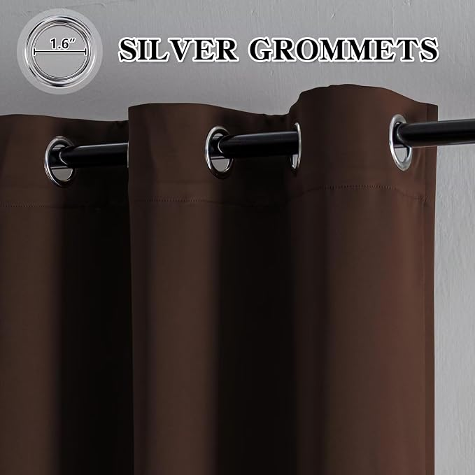 IGEMAEVE Blackout Curtains & Drapes Chocolate 100" W x 84" L | Bedroom | Living - Image 2