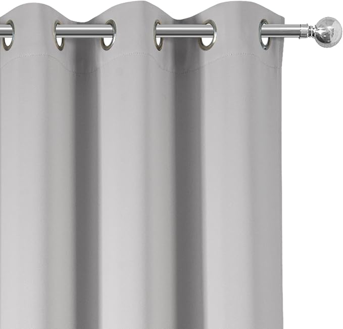 Light Grey Blackout Curtains/38 x 54 Inch/Set of Two Panels Grommet Living Room - Image 7