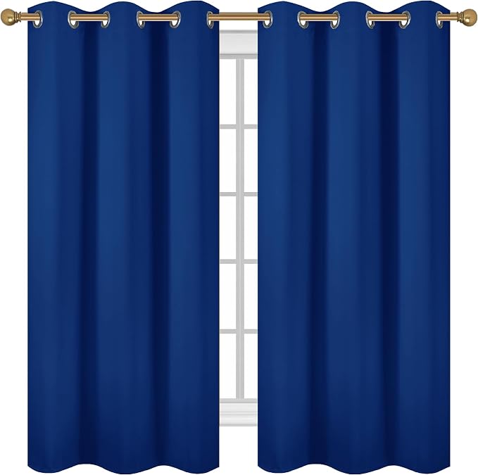 Diraysid Royal Blue Grommet Blackout Curtains - Image 2