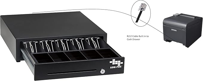 EOM-POS Hardware Bundle for Square - Cash Drawer, Mounting Brackets, Thermal Receipt Printer, Barcode Scanner [Compatible with Square Stand and Square Register]