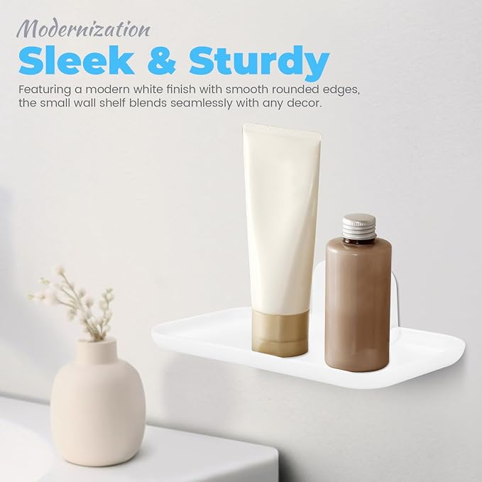 2 Pack Foldable Bedside Shelf Wall Mount, Adhesive Floating Shelves - Image 6