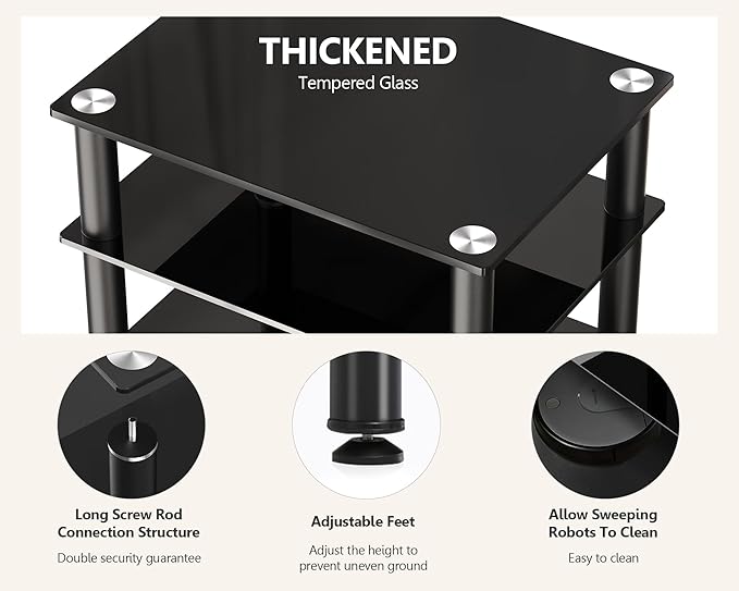 FITUEYES 4-Tier Media Stand Audio/Video Component Cabinet with Glass Shelf for/Apple TV/Xbox One/PS4 AS406001GB