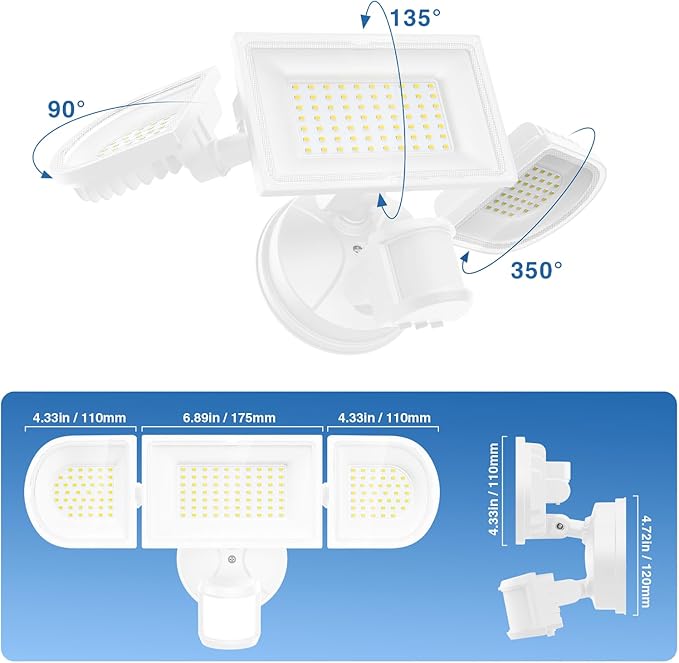 SZPOWER 150W Motion Sensor Lights Outdoor for Outside, 15000LM LED Flood Lights Outdoor Wired Dusk to Dawn, Exterior Security Floodlight Fixture Waterproof IP65, Outdoor Lighting for House, Garage