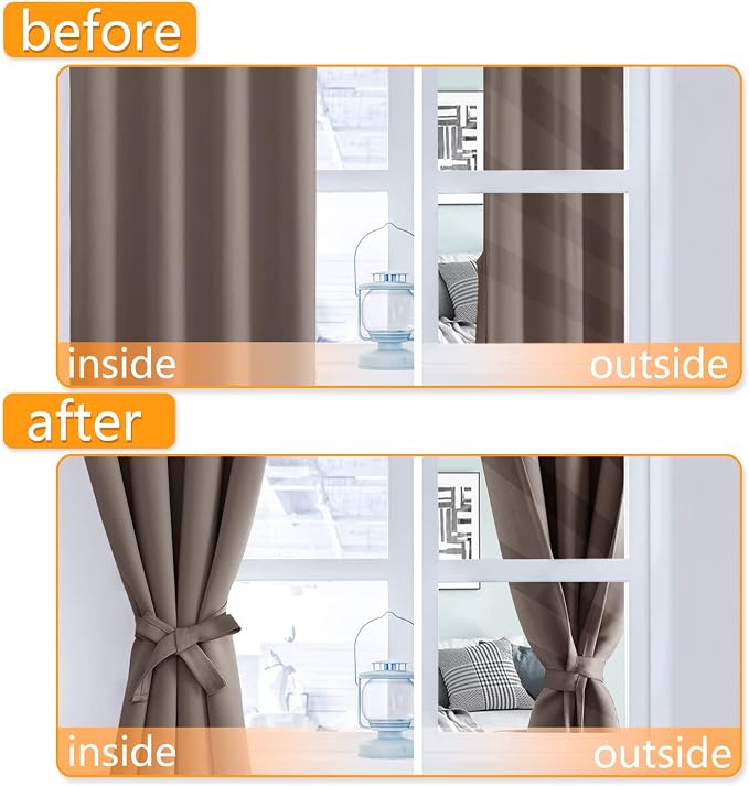 Blackout Curtains for Bedroom, 42 x 63 Inches Length, 2 Panels | Thermal - Image 4
