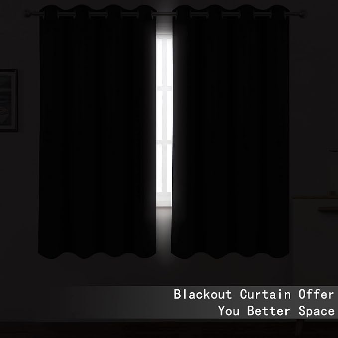 100% Blackout Curtains 52 x 63 Inch/Black Curtains 2 Panels - Image 3