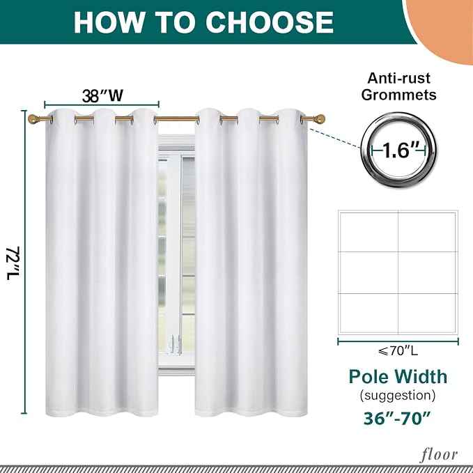 Diraysid 100% Blackout Curtains White Linen Curtains - Image 5