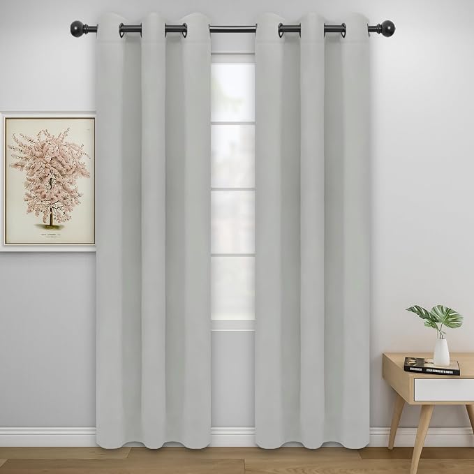 Easy-Going Thermal Grommet Curtains, 2 Panels 34x84 in, Noise Reduction by Easy-Going