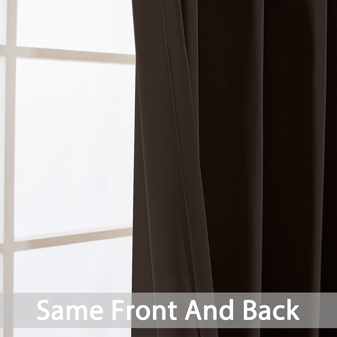 Yakamok Blackout Curtains 38x63 inch Dark Brown Thermal Drapes-Bedroom | 2 - Image 4