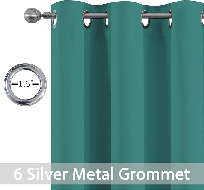 Yakamok Blackout Curtains 38x63 inch Teal Thermal Drapes-Bedroom | 2 panels - Image 2