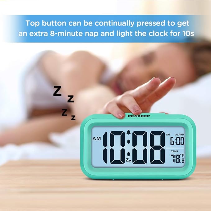 Peakeep Night Light Digital Alarm Clock Battery Operated Indoor Temperature | - Image 3