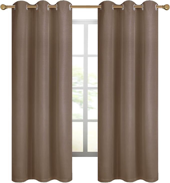 Diraysid 100% Blackout Curtains Cappuccino Linen Curtains - Image 7