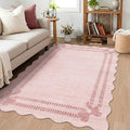 Latte&Fog Washable 3x5 Entryway Rugs Pink Scalloped Cute Bow Area Rug | by LatteFog