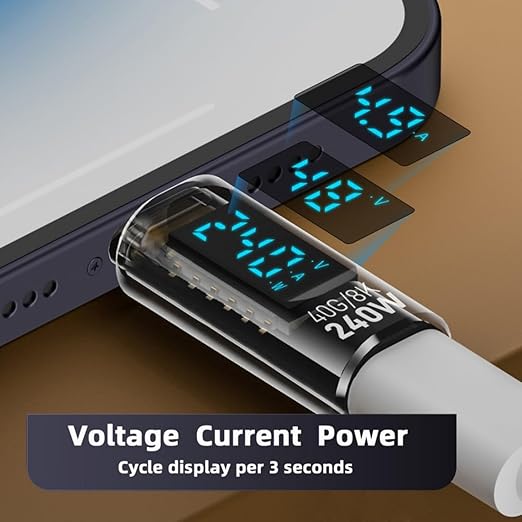 chenyang USB C Digital Display Adapter, USB 4.0 Type C Male to Female 40Gbps 8K@60Hz Data Transfer PD 240W Fast Charging Power Meter Tester Converter Adapter