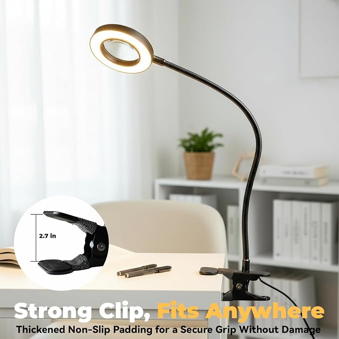 LALISU Clip on Lamp, 5X Magnifying Glass - Image 4