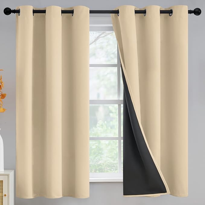 Yakamok Beige Blackout Curtains 63 inches Long by Yakamok