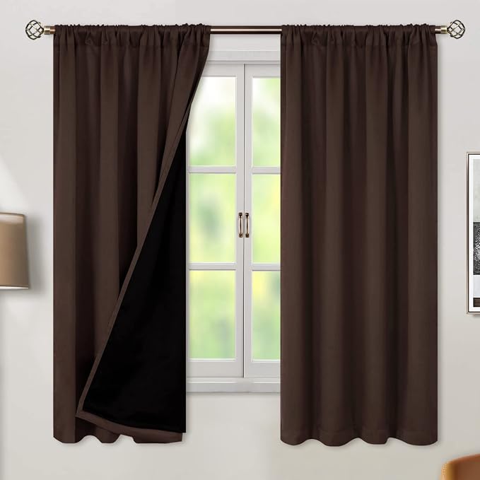 BGment Brown Blackout Curtains for Bedroom 63 Inch Length 2 Panels | Thermal by BGment