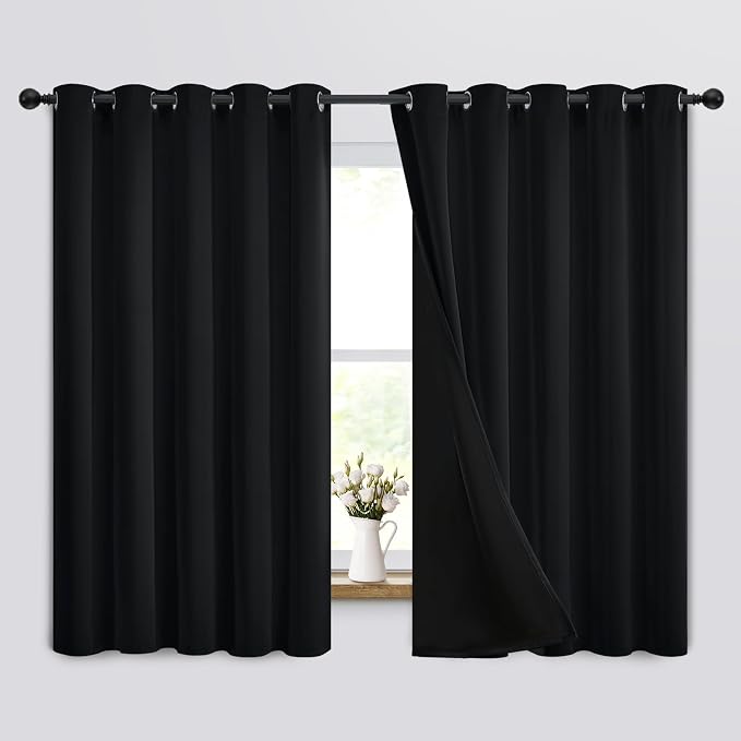 Yakamok Black Blackout Curtains 63 inches Long by Yakamok