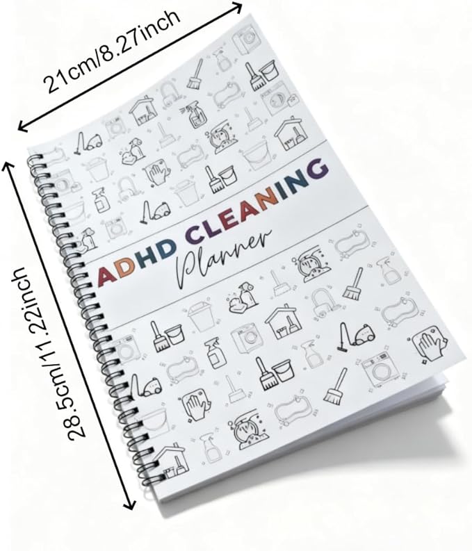 ADHD Cleaning Planner and Organizer, Spiral-Bound Home Management System with Daily, Weekly, Monthly Schedules, Chore Charts, Zone Cleaning Tasks, Laundry Checklist for Adults and Families