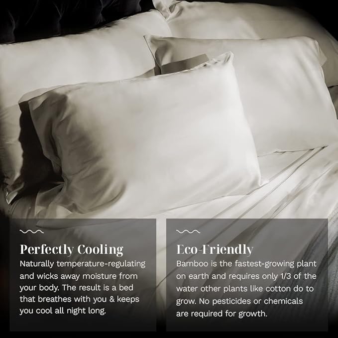 LUXOME Luxury Sheet Set | 100% Rayon (Viscose) from Bamboo | Twin XL - Ivory | Deep Pockets | 3-Piece Set (Fitted, Flat, Pillowcase)