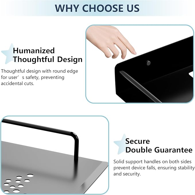 Projector Shelf,Floating Entertainment Center Shelves，DVD Player&Under Tv Wall Mount Shelf for Cable Box,WiFi Router,Tv Box,Game Console, Modem,Wall Mount Floating Shelf/Rack/Stand/Holder