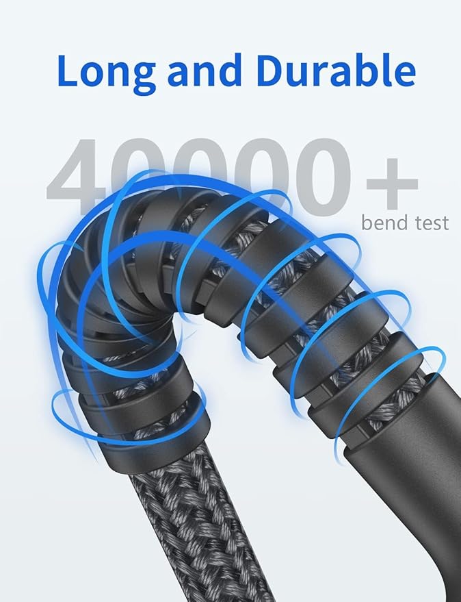 Extra Long USB C to USB C Cable 15FT, 100W USB C Cable Fast Charging, Upgraded Extra Durable Braided USB C Cord for iPhone 17 16 15 Pro Max, MacBook Pro, Samsung Galaxy S10 S9 Plus, LG and More-1Pack