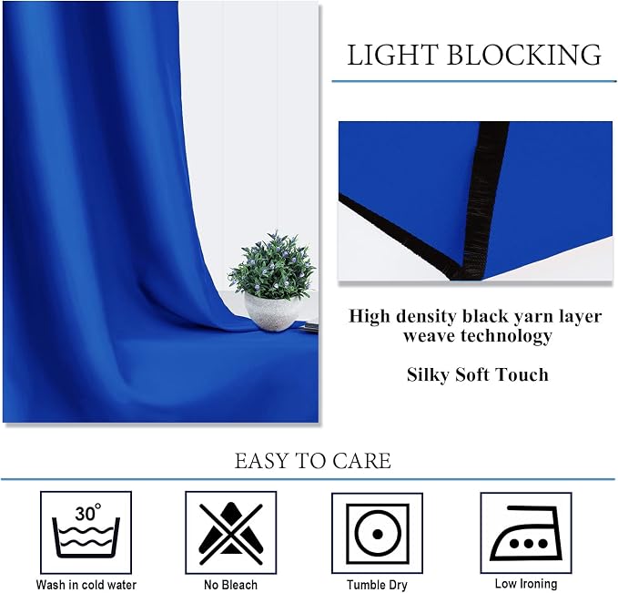 Diraysid Royal Blue Grommet Blackout Curtains - Image 8
